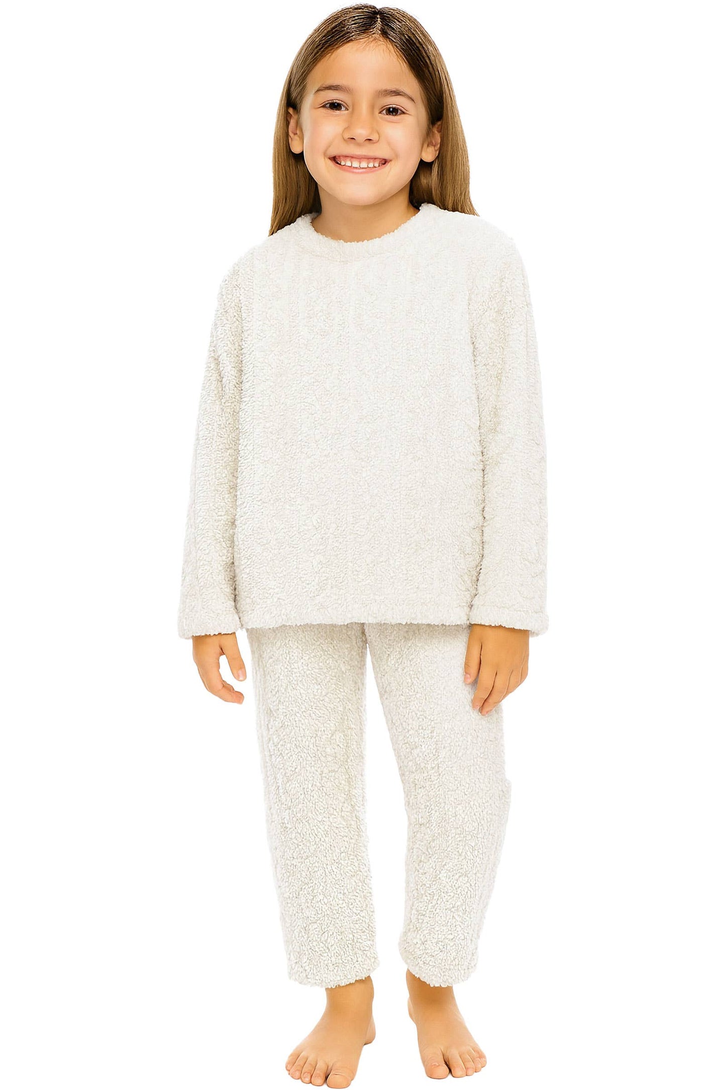 Kids Cable Fuzzy Sherpa Fleece Pajama Sets: BLACK