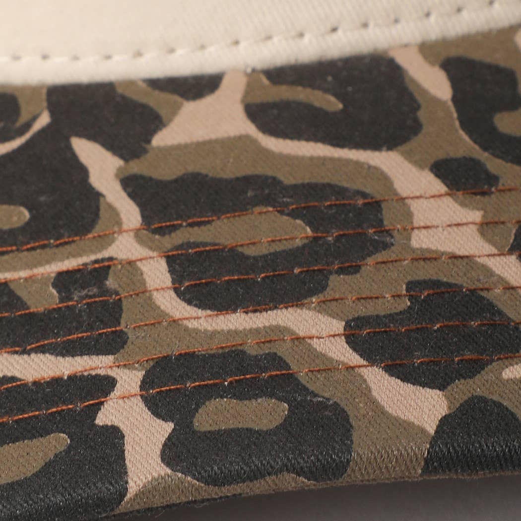 Two Tone Leopard Color Canvas Camo Trucker Hat: LEOPARD / One Size
