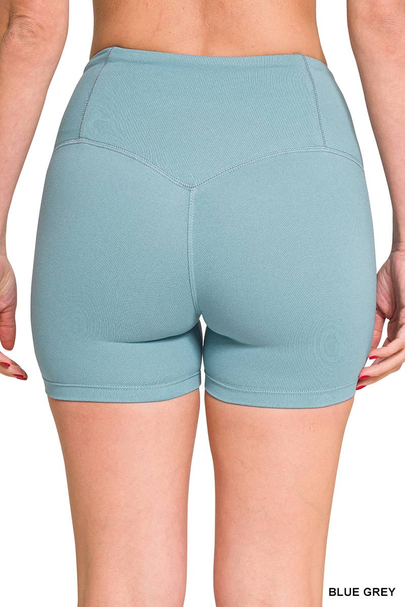 Brushed Microfiber Wide Waistband Biker Shorts