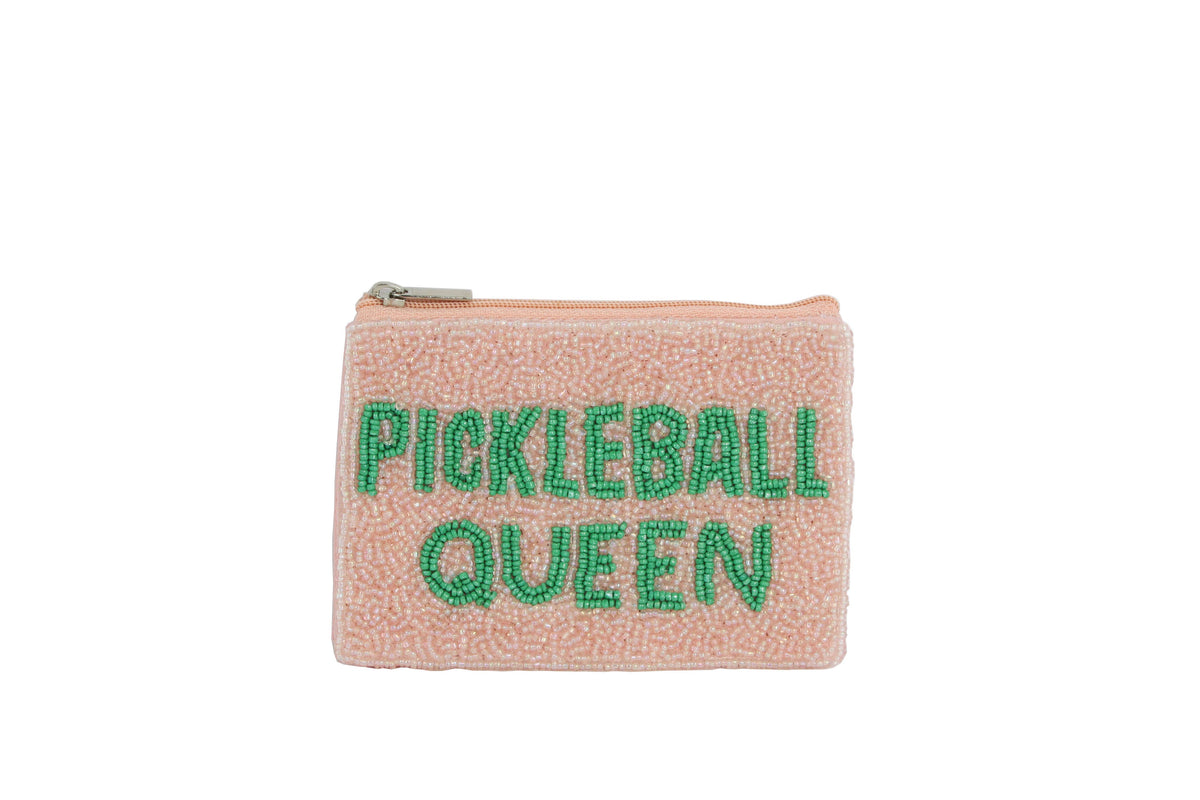 Ladies Fully Beaded PICKLE BALL QUEEN Coin Purse