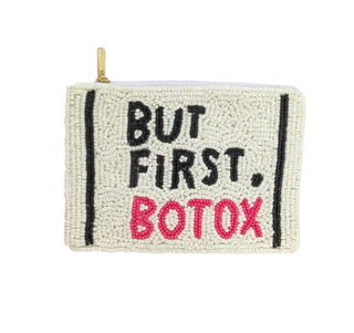 "But First Botox" Themed Beaded Coin Purse