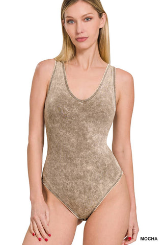 Washed Cotton Bodysuit w/ snap button closure