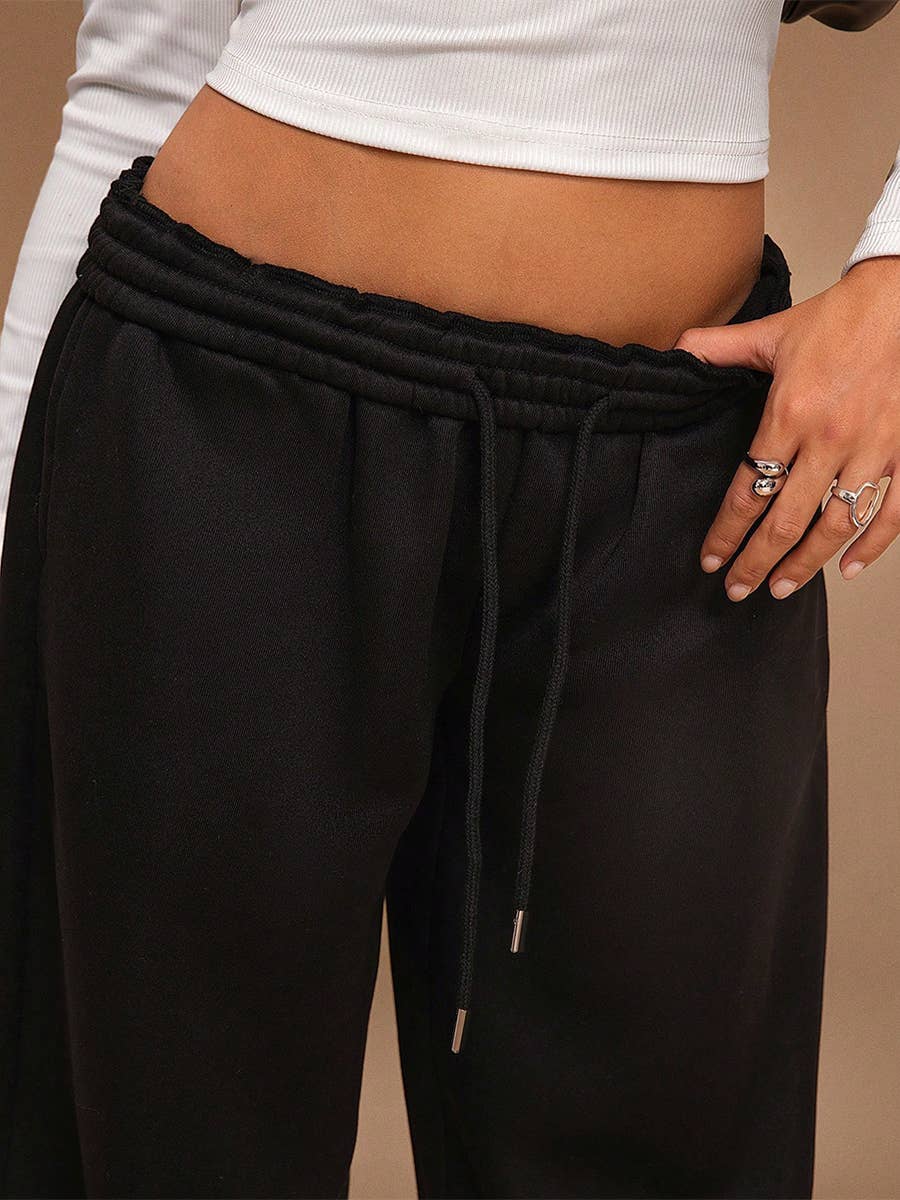 Fleece Lined Wide Leg Jogger Sweatpants