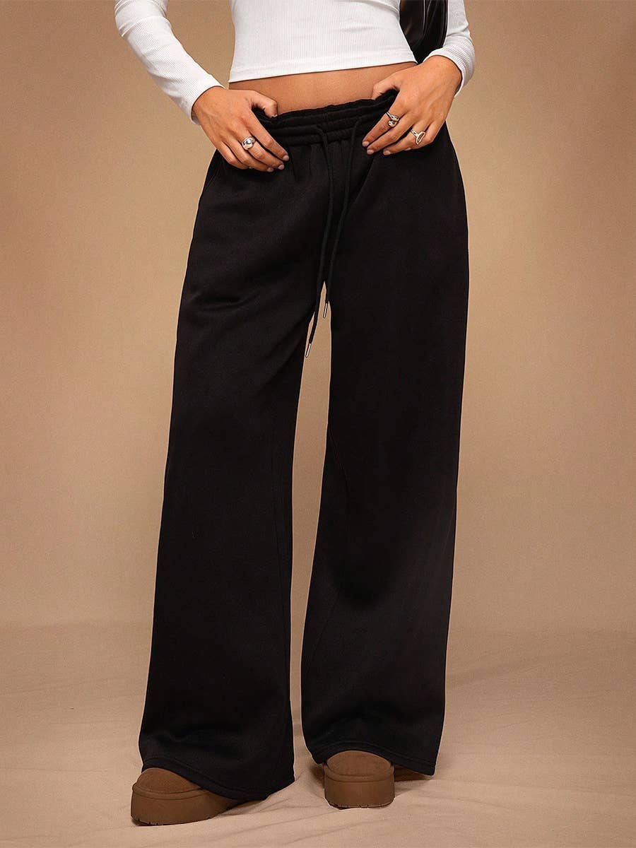 Fleece Lined Wide Leg Jogger Sweatpants
