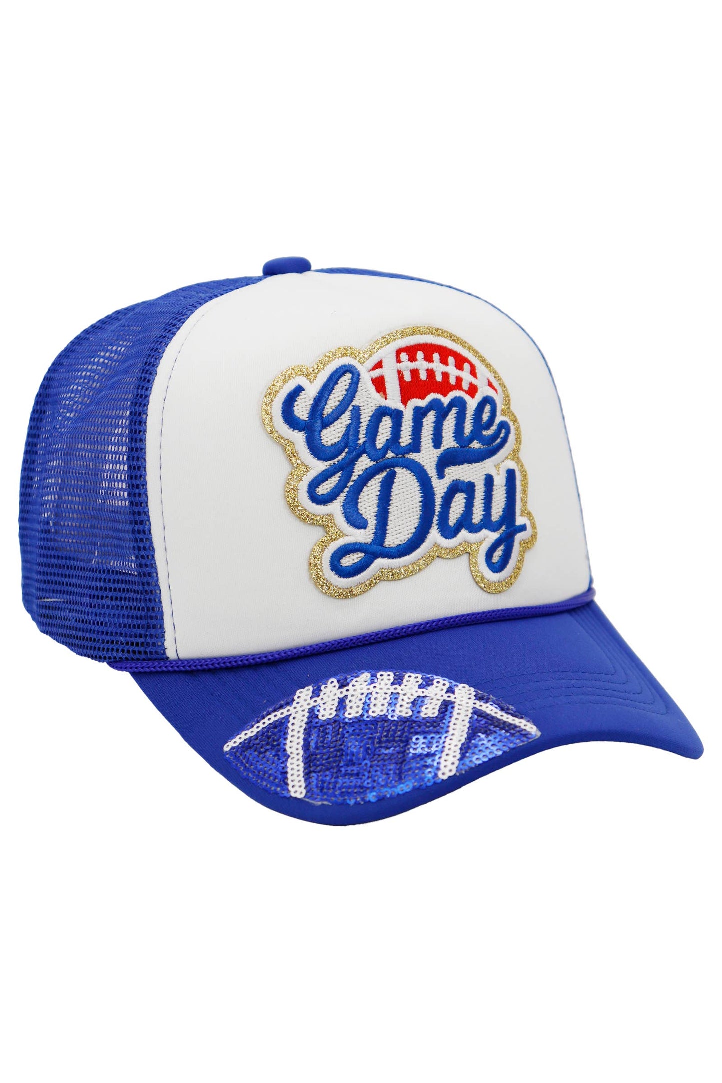 Football Gameday Patch Sponge Trucker Hat: White/Kelly Green