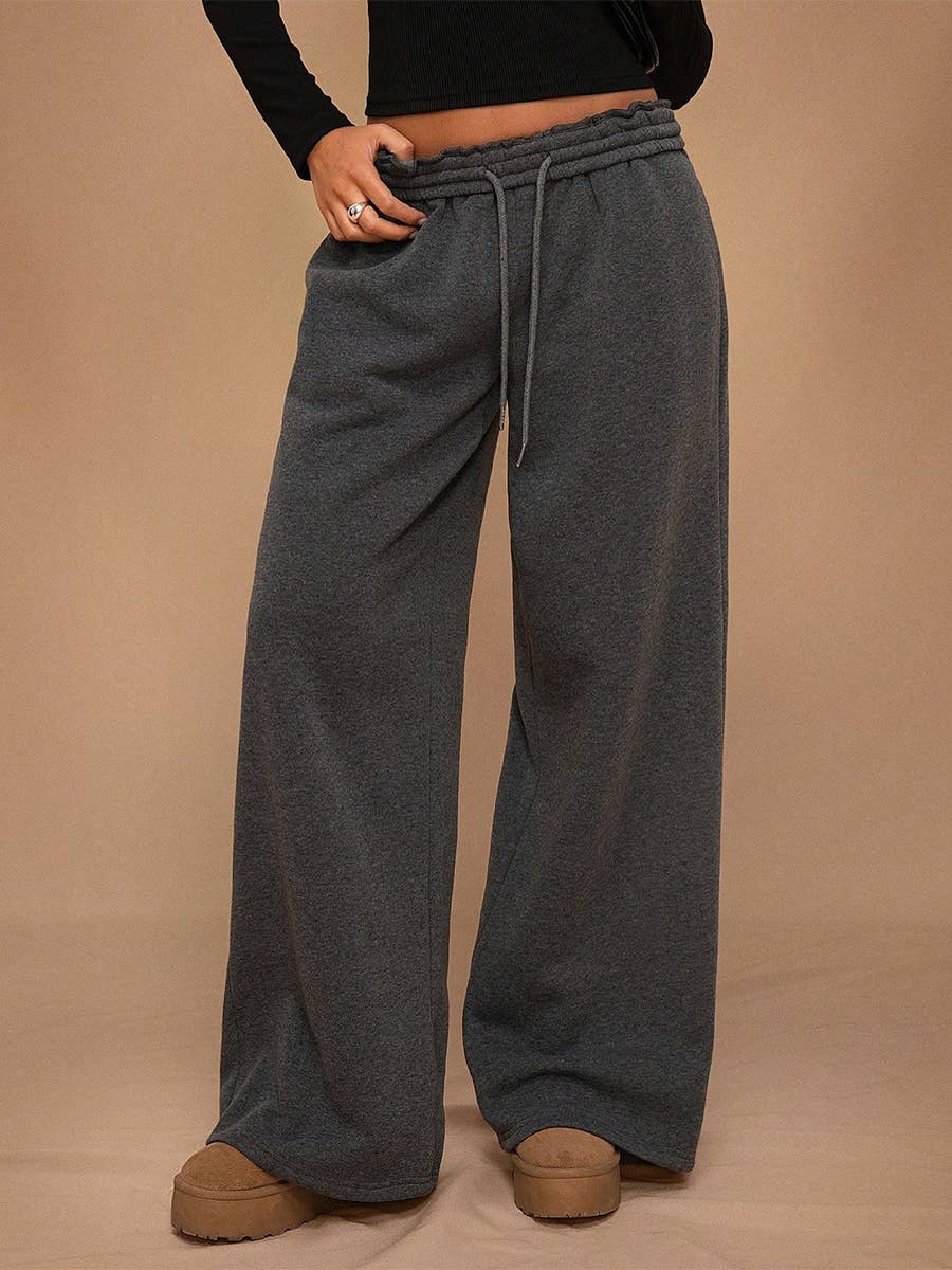 Fleece Lined Wide Leg Jogger Sweatpants