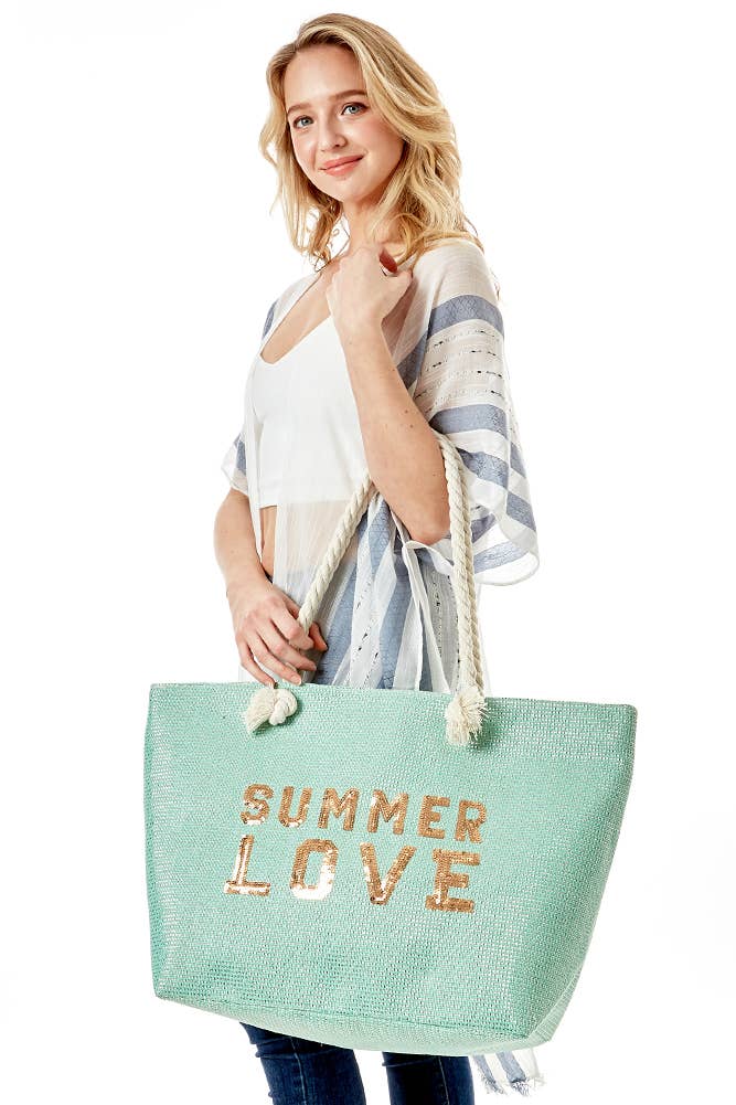 Glitz SUMMER LOVE Lettering Beach Bag: Yellow
