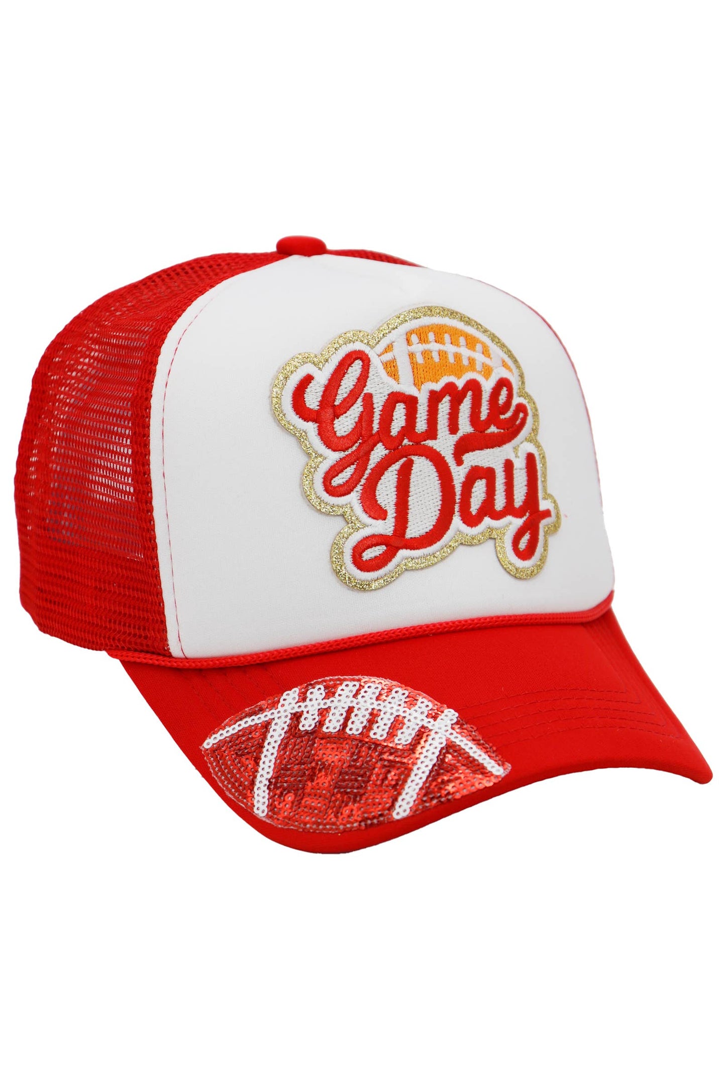 Football Gameday Patch Sponge Trucker Hat: White/Kelly Green