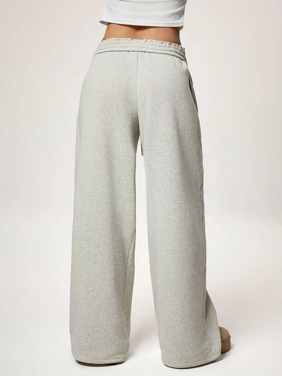 Fleece Lined Wide Leg Jogger Sweatpants