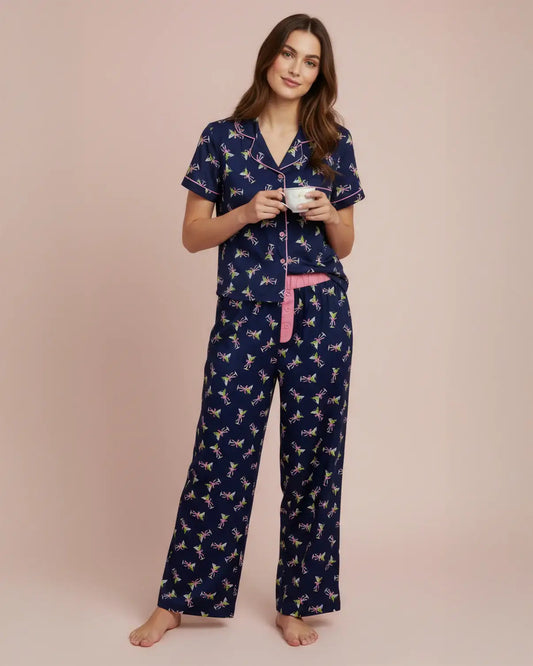 Gin Martini -Boxy Flare Top with Boyfriend Faux Fly Pj set
