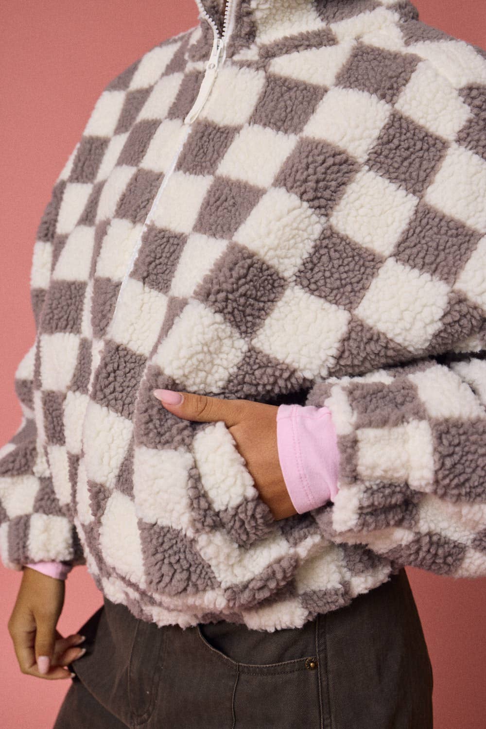 Alayna Checkered Jacket: GREY