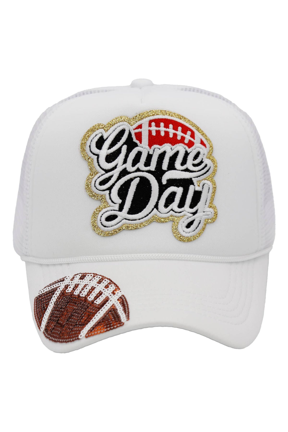 Football Gameday Patch Sponge Trucker Hat: White/Kelly Green