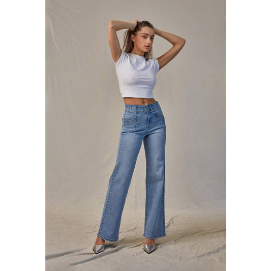 HIGH-RISE WIDE LEG: LT WASH