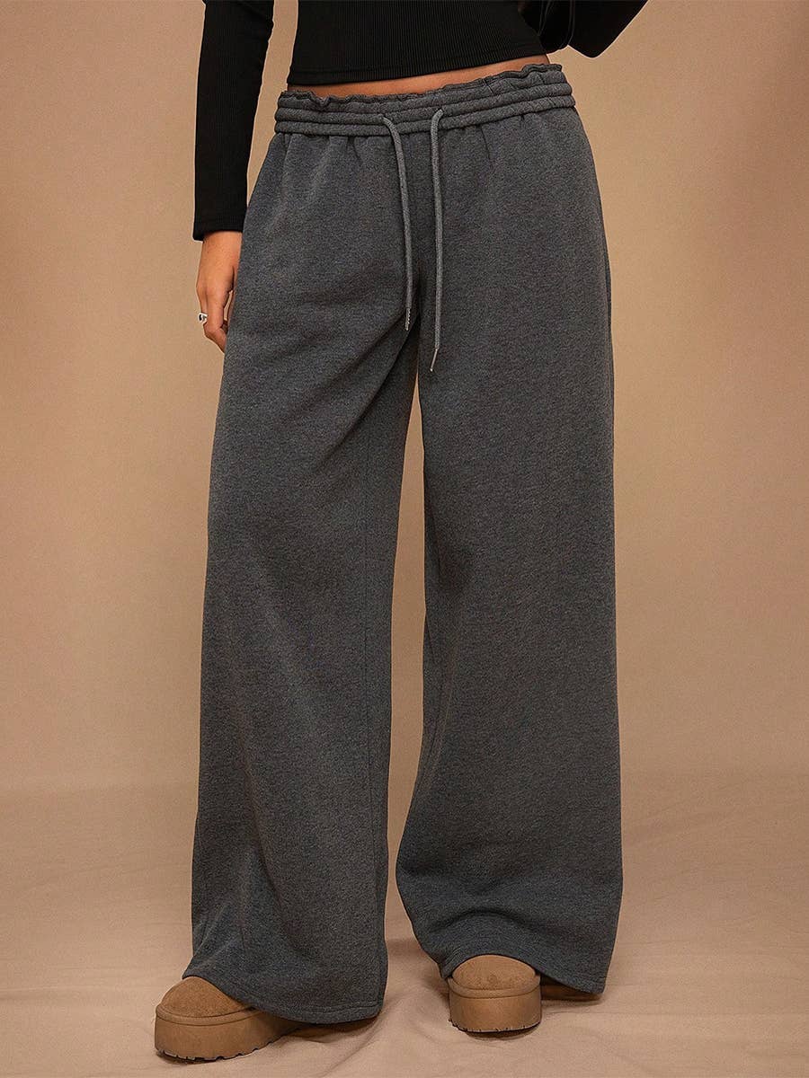 Fleece Lined Wide Leg Jogger Sweatpants