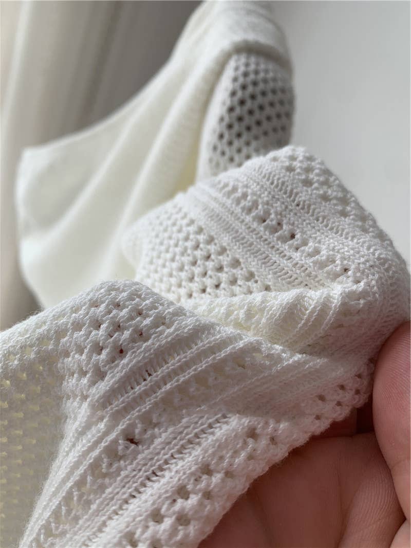 Hooded Knit Pullover: White / Missy / One Size