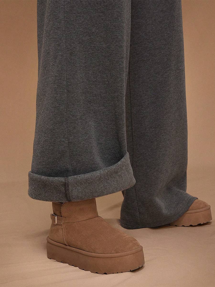 Fleece Lined Wide Leg Jogger Sweatpants