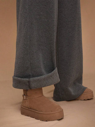 Fleece Lined Wide Leg Jogger Sweatpants