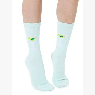 3D Packaged Crew Socks - Martini Glass - Green
