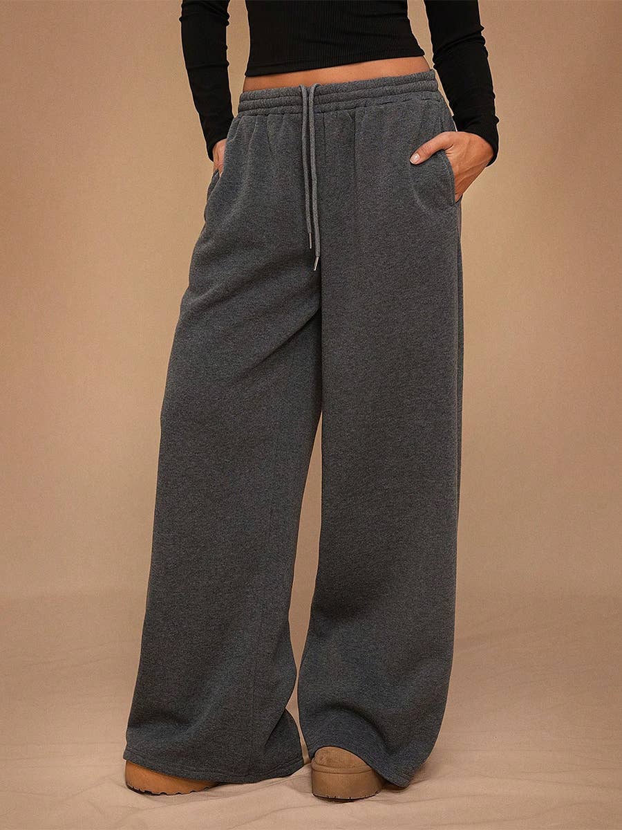 Fleece Lined Wide Leg Jogger Sweatpants