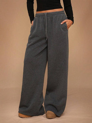 Fleece Lined Wide Leg Jogger Sweatpants