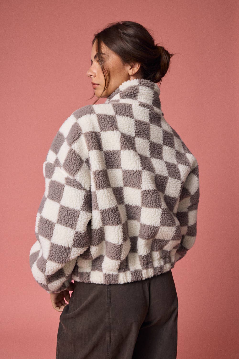 Alayna Checkered Jacket: GREY