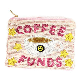 Ladies Coffee Themed Beaded Coin Purse