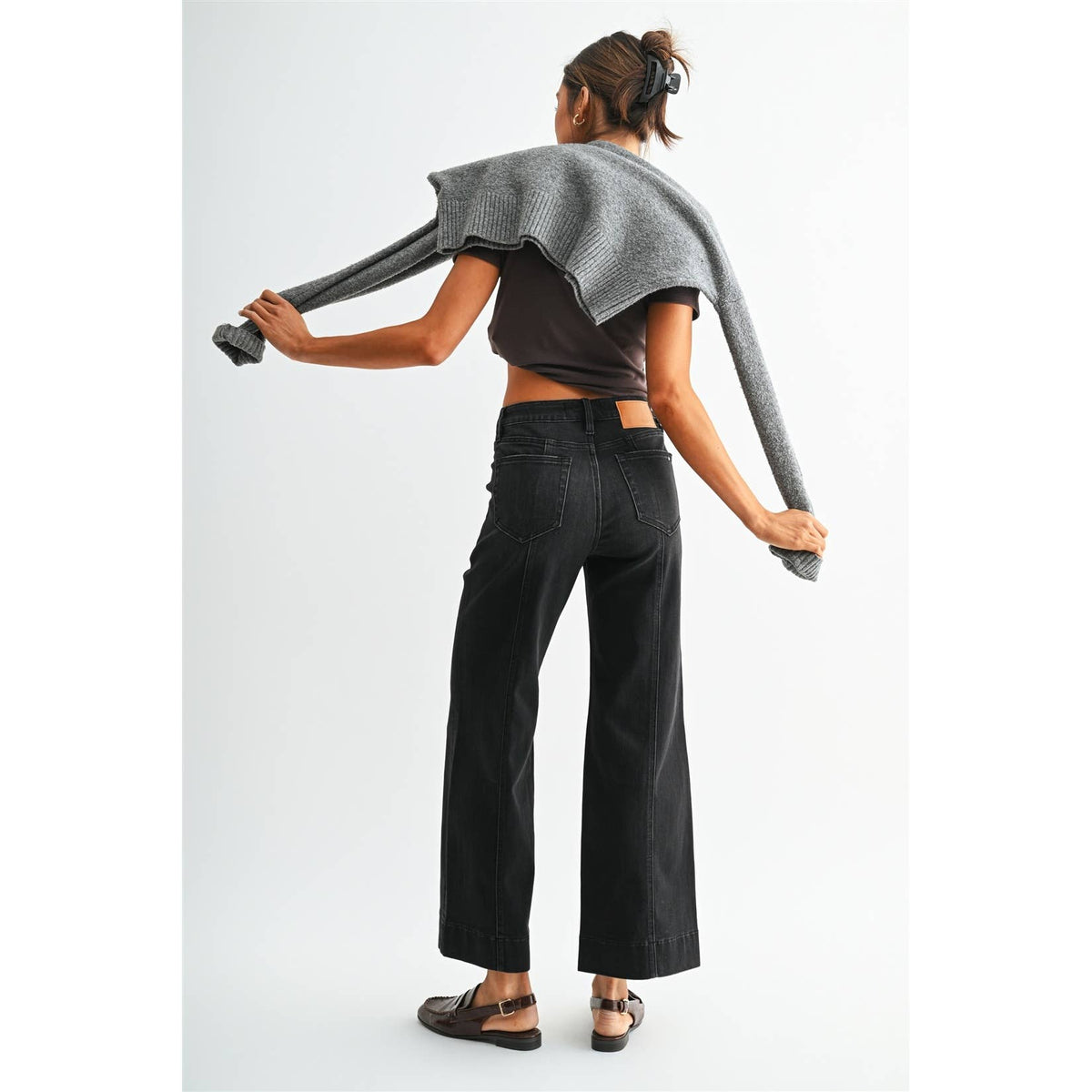 HIGH-RISE WIDE ANKLE TROUSER HEM: DUNE