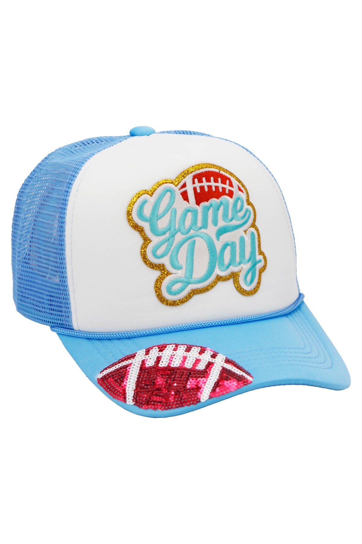 Football Gameday Patch Sponge Trucker Hat: White/Kelly Green