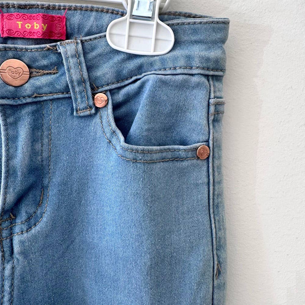 Girls Flare Jean Pant: Light Blue