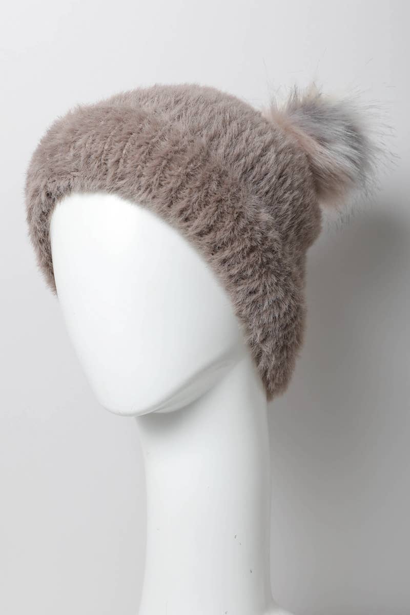 Plush Faux Mohair Knit Beanie for Winter Warmth 🤎: Black
