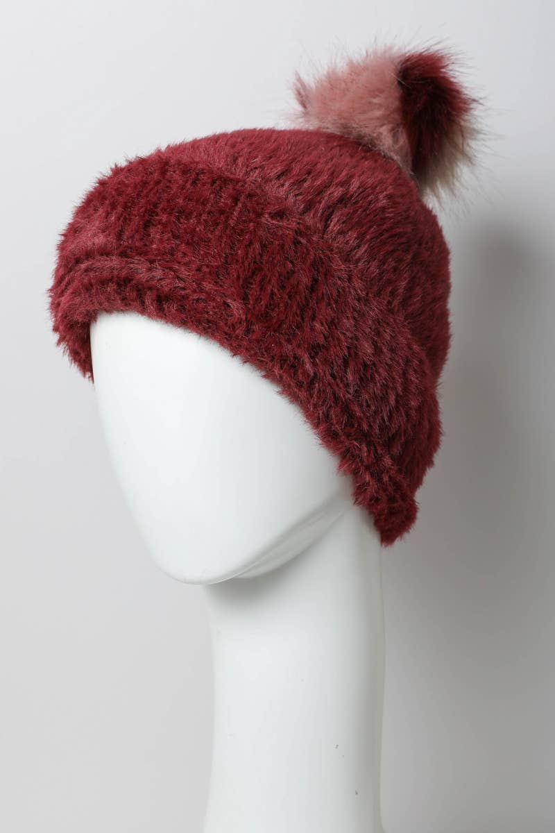 Plush Faux Mohair Knit Beanie for Winter Warmth 🤎: Black