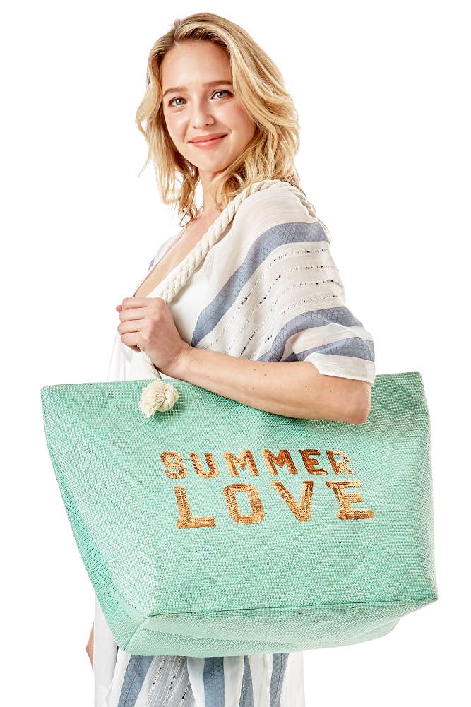 Glitz SUMMER LOVE Lettering Beach Bag: Yellow