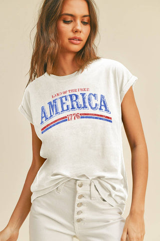 America Rolled up sleeve T-Shirt