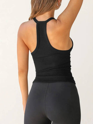 Slim Knit Ribbed Tank Top: Black