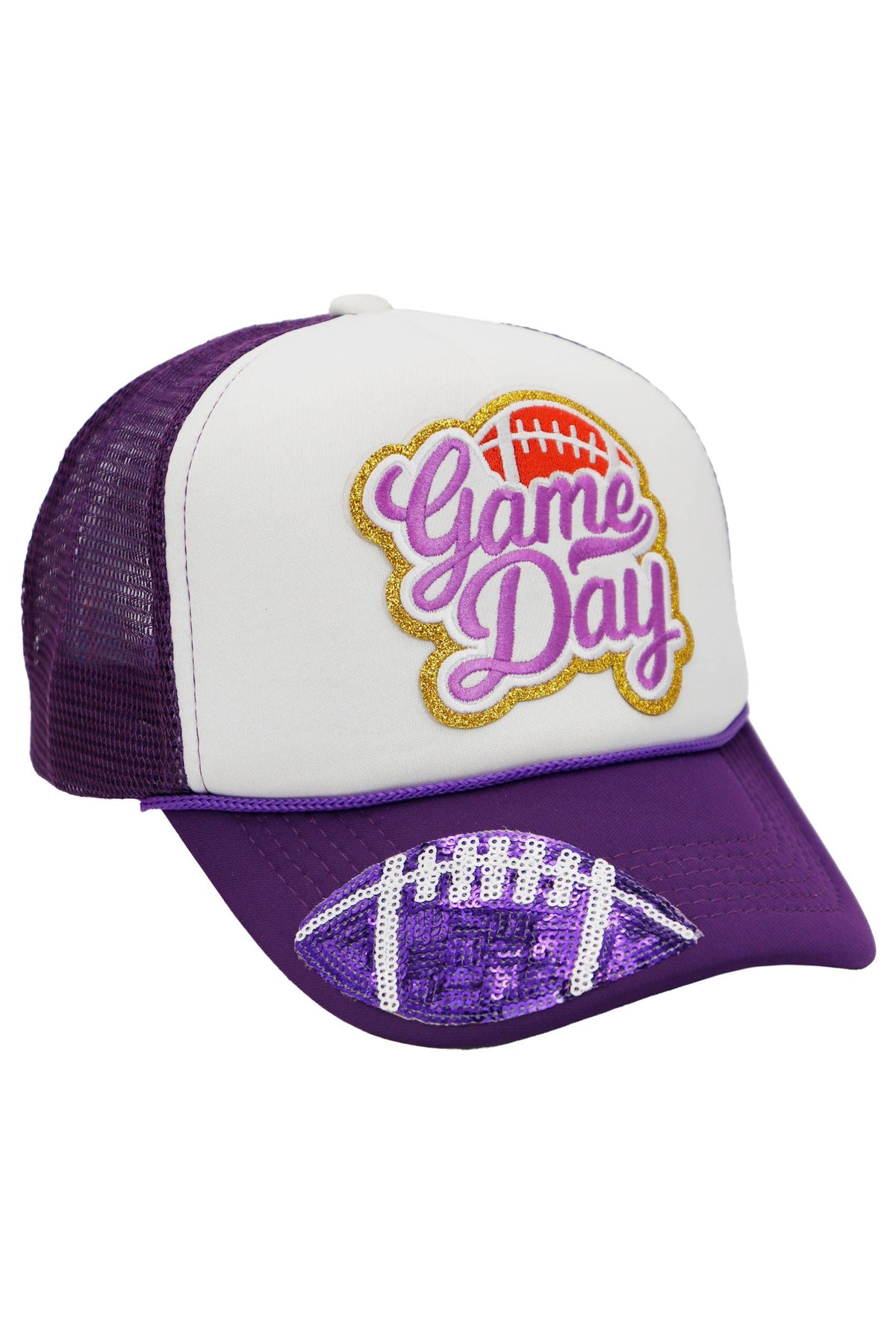 Football Gameday Patch Sponge Trucker Hat: White/Kelly Green