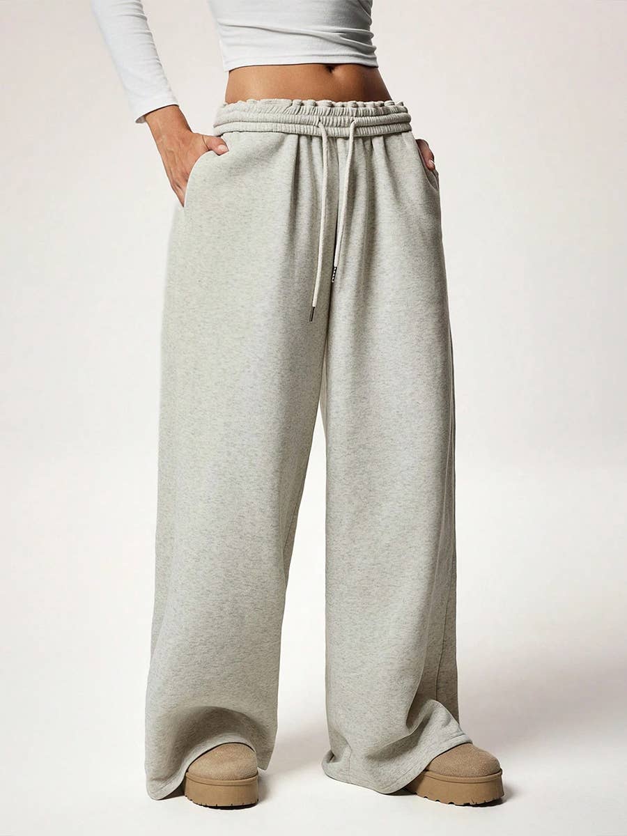 Fleece Lined Wide Leg Jogger Sweatpants