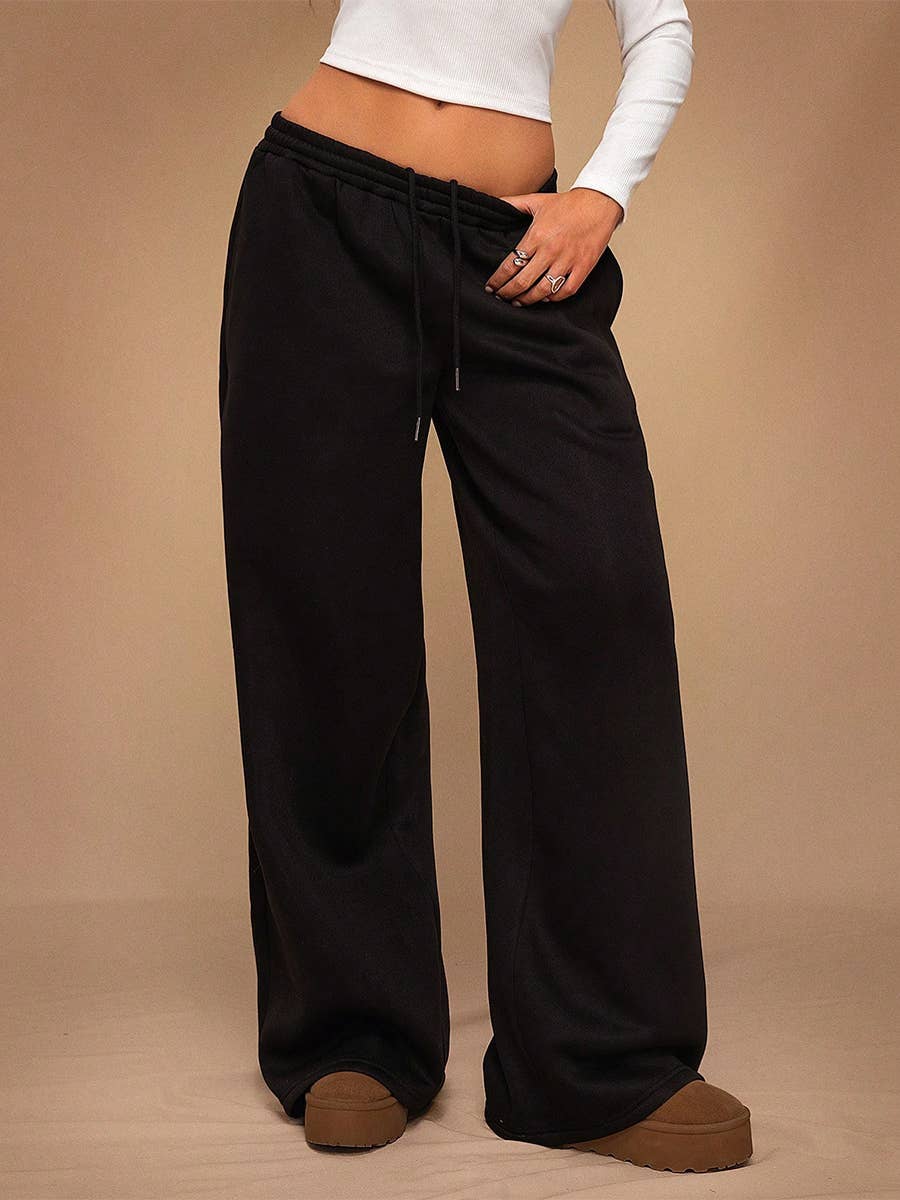 Fleece Lined Wide Leg Jogger Sweatpants