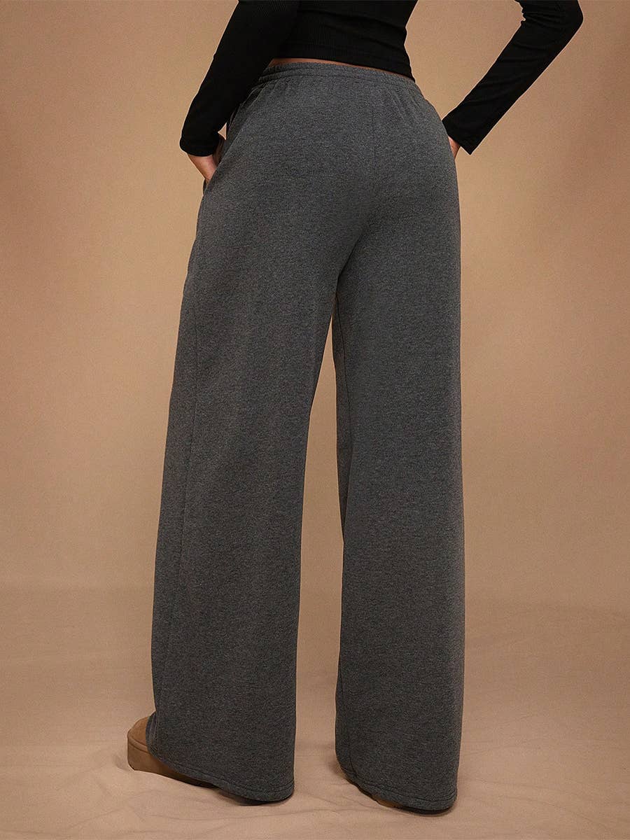 Fleece Lined Wide Leg Jogger Sweatpants