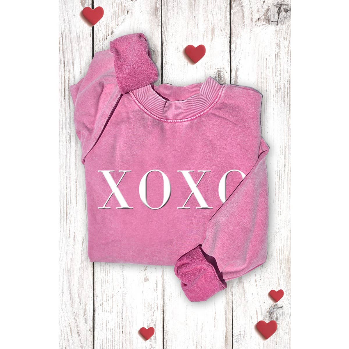 XOXO MINERAL GRAPHIC SWEATSHIRTS: MINERAL HOT PINK