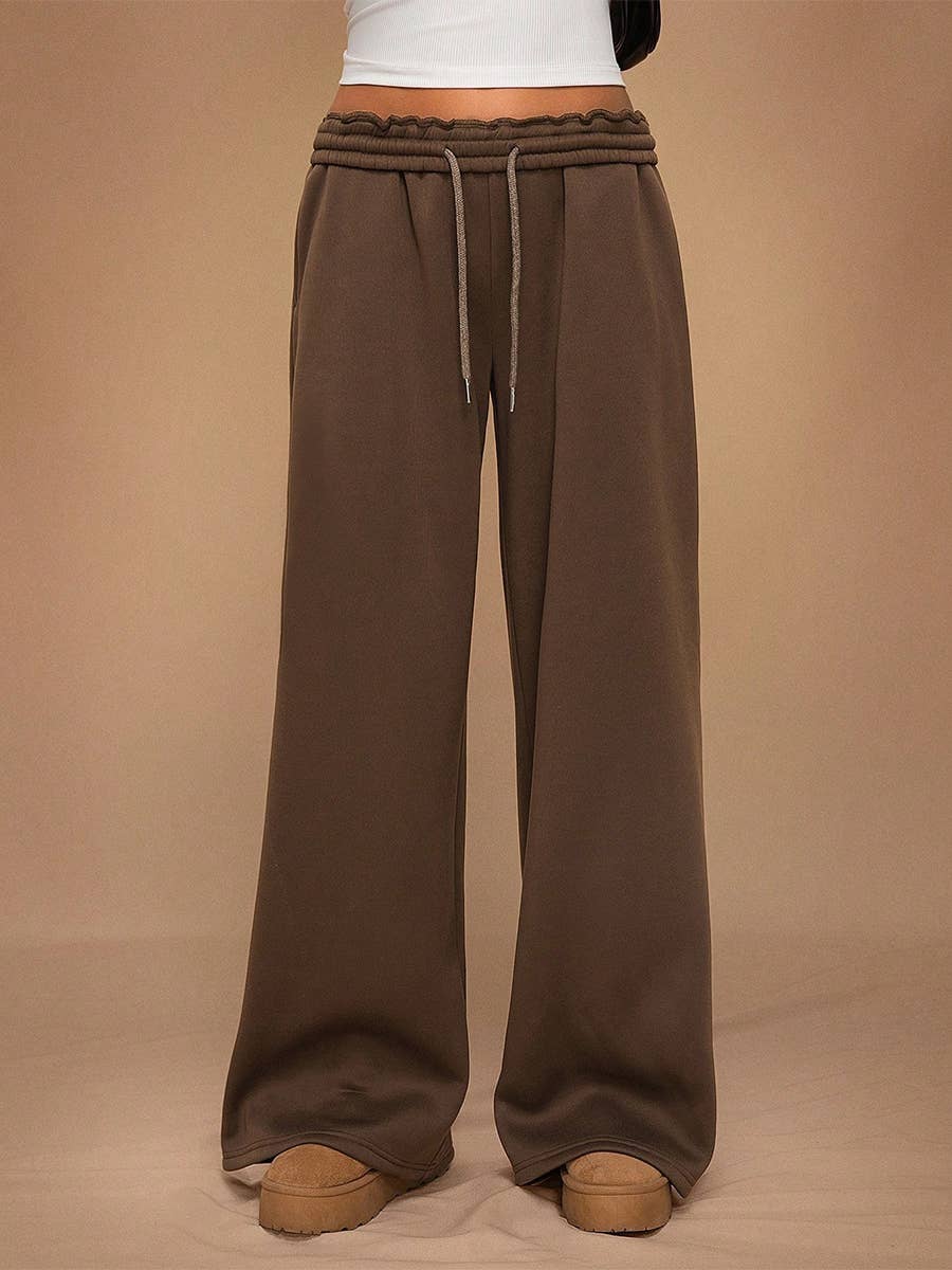 Fleece Lined Wide Leg Jogger Sweatpants