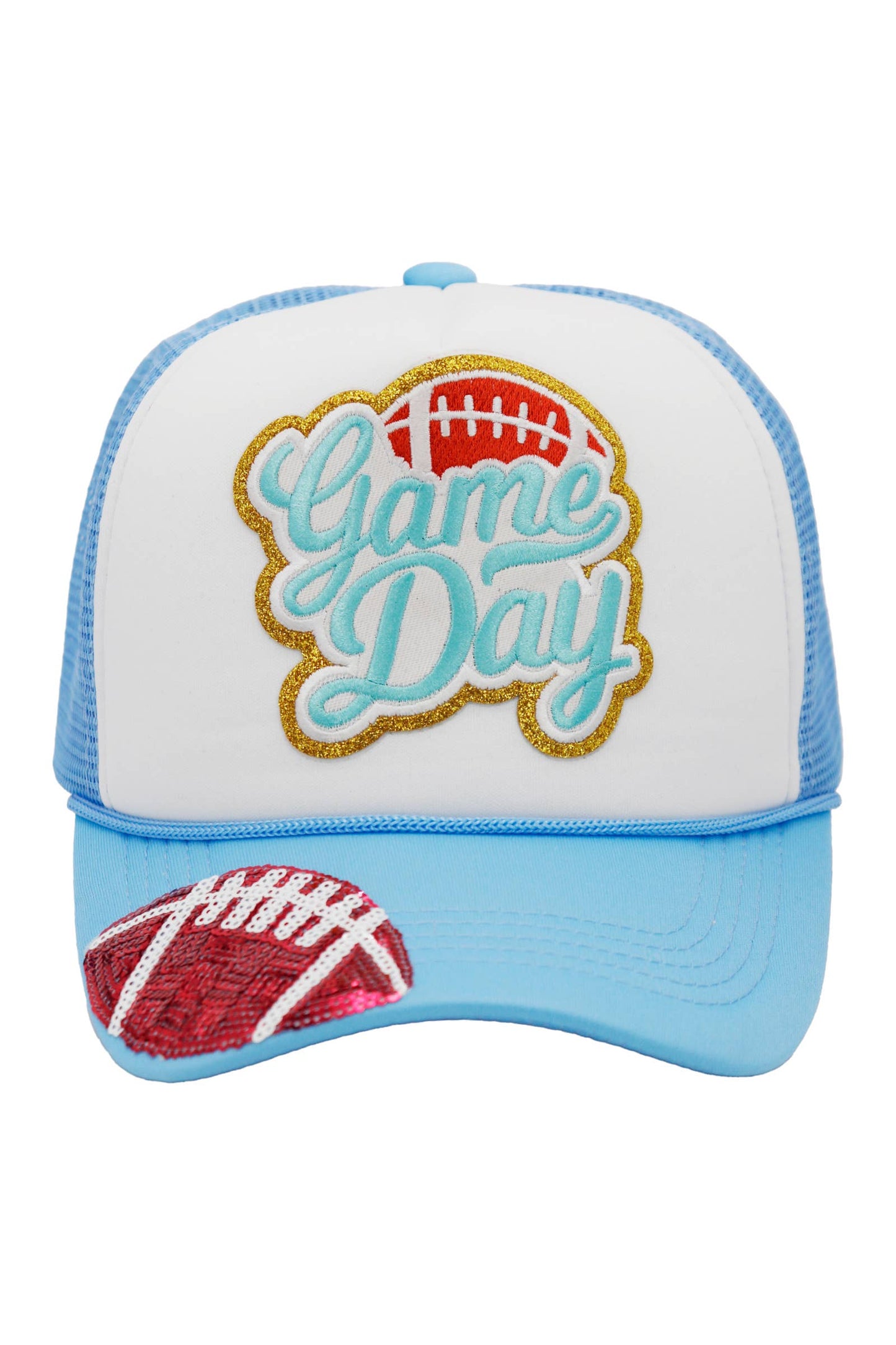 Football Gameday Patch Sponge Trucker Hat: White/Kelly Green