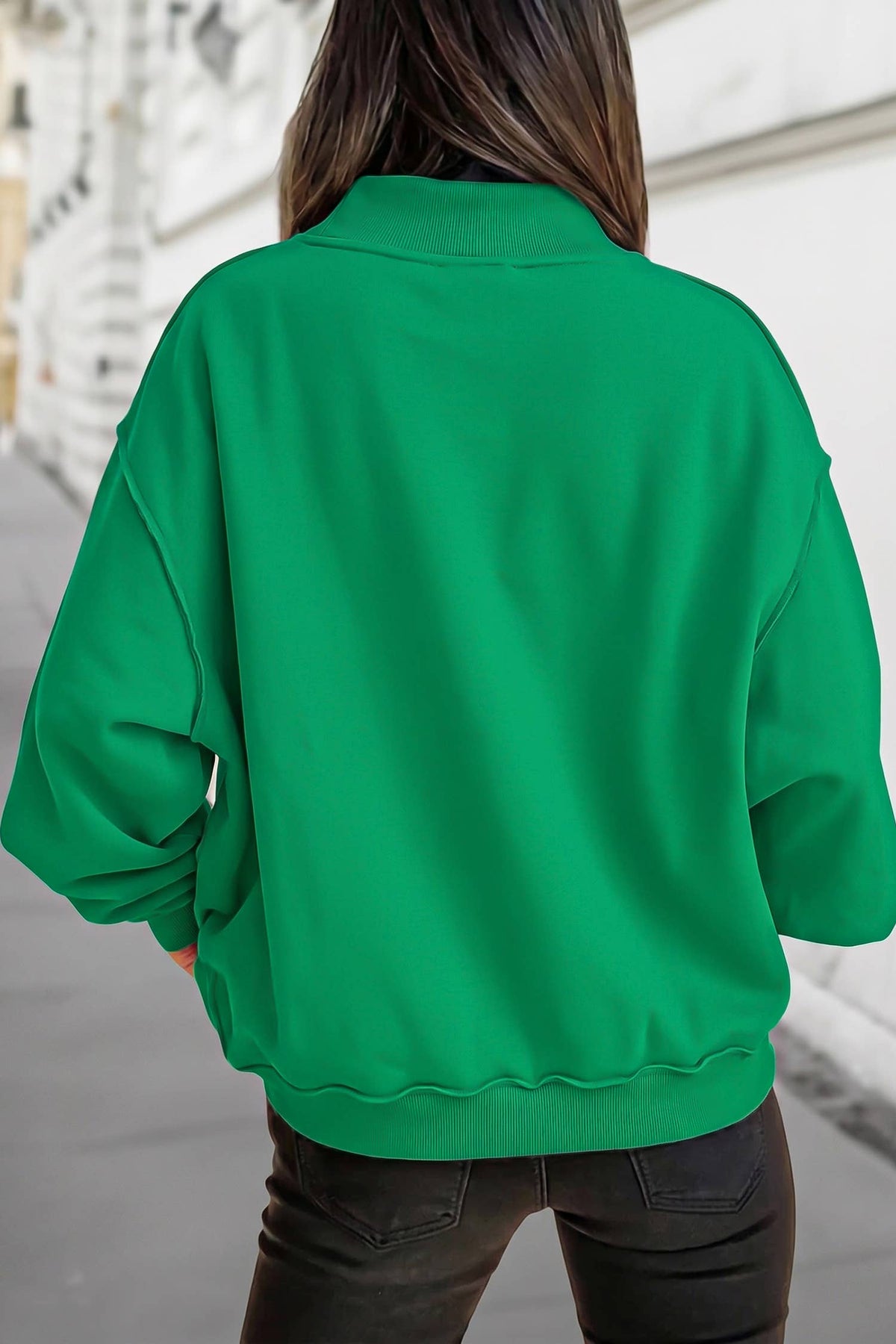 Reversible Oversized Mock Neck Sweatshirt