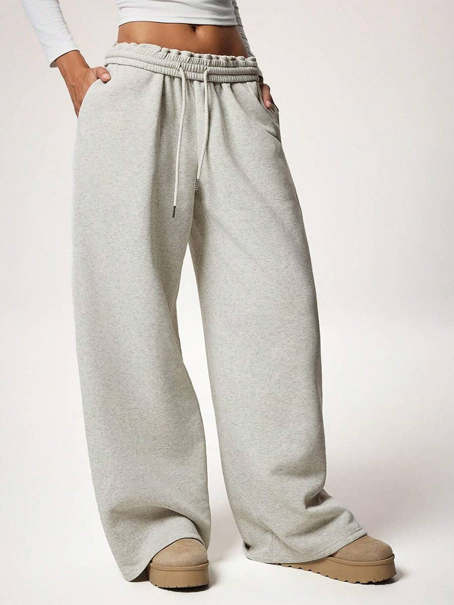 Fleece Lined Wide Leg Jogger Sweatpants