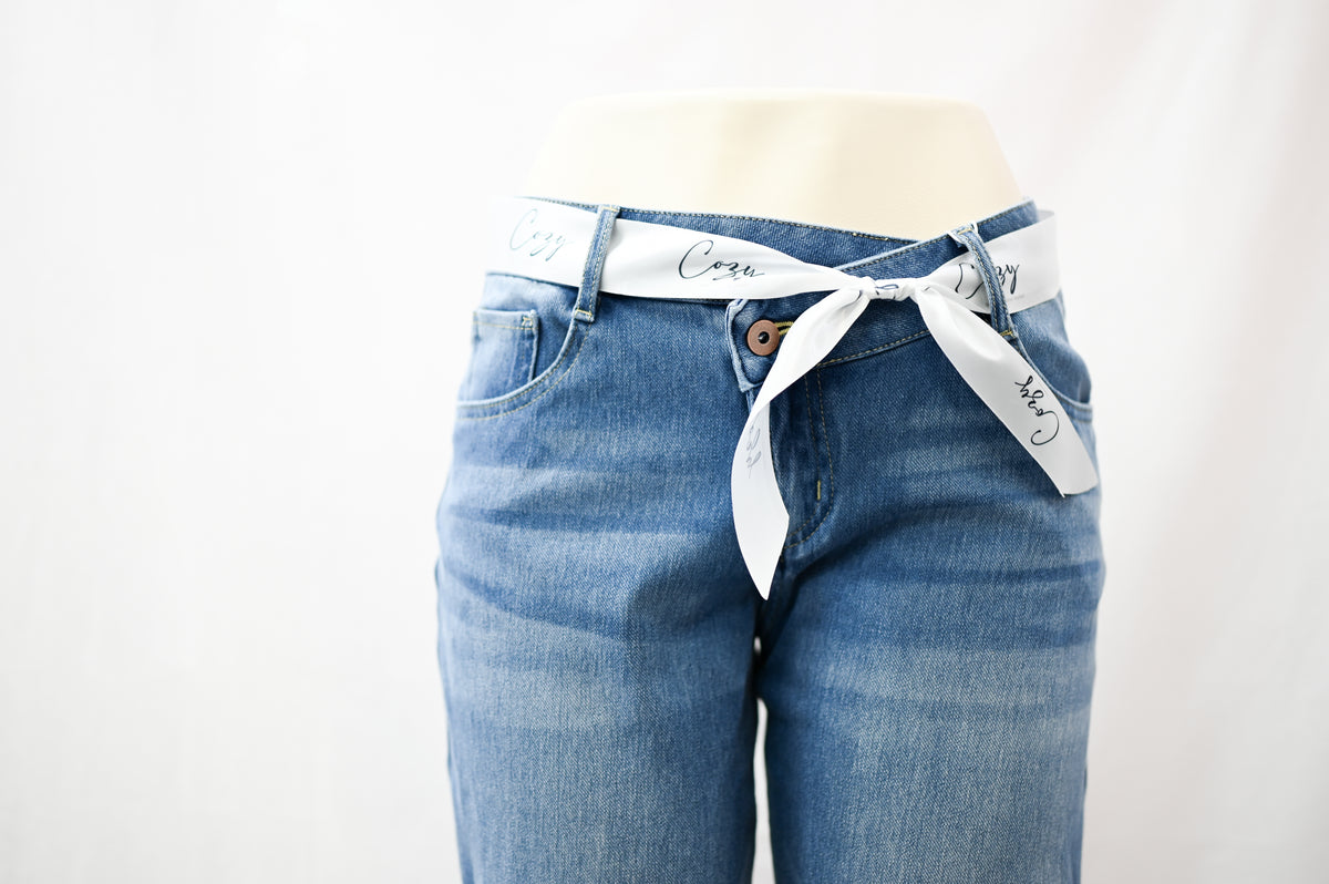 Low Rise Asymmetrical Button/Wide Leg Stretchy Jean