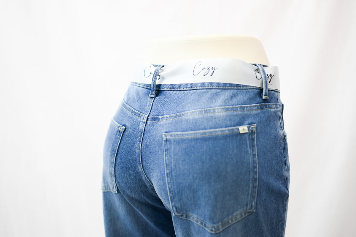 Low Rise Asymmetrical Button/Wide Leg Stretchy Jean