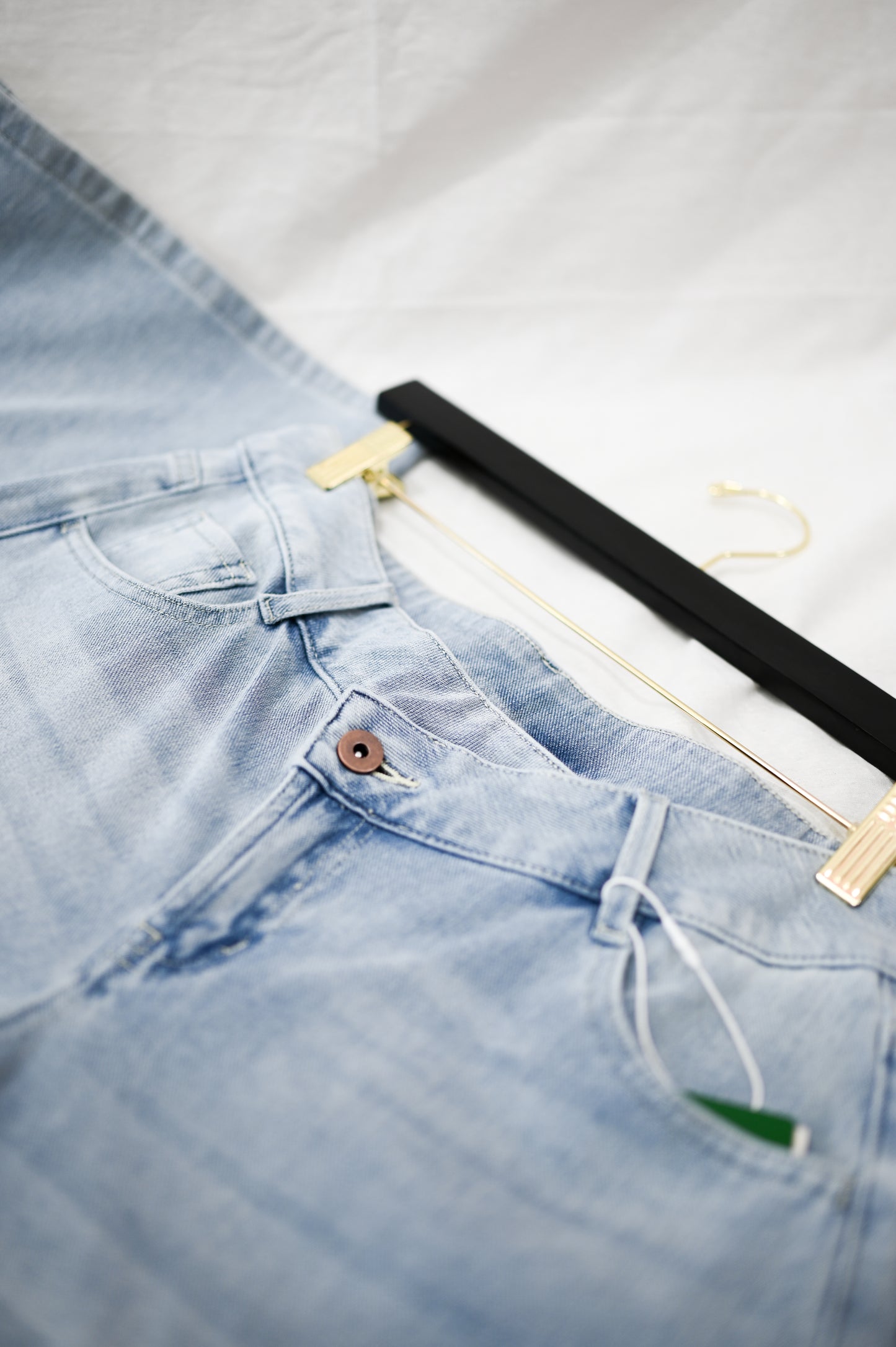 Low Rise Asymmetrical Button/Wide Leg Stretchy Jean
