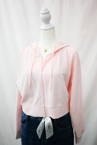 Waffle Hooded Cropped Zip up