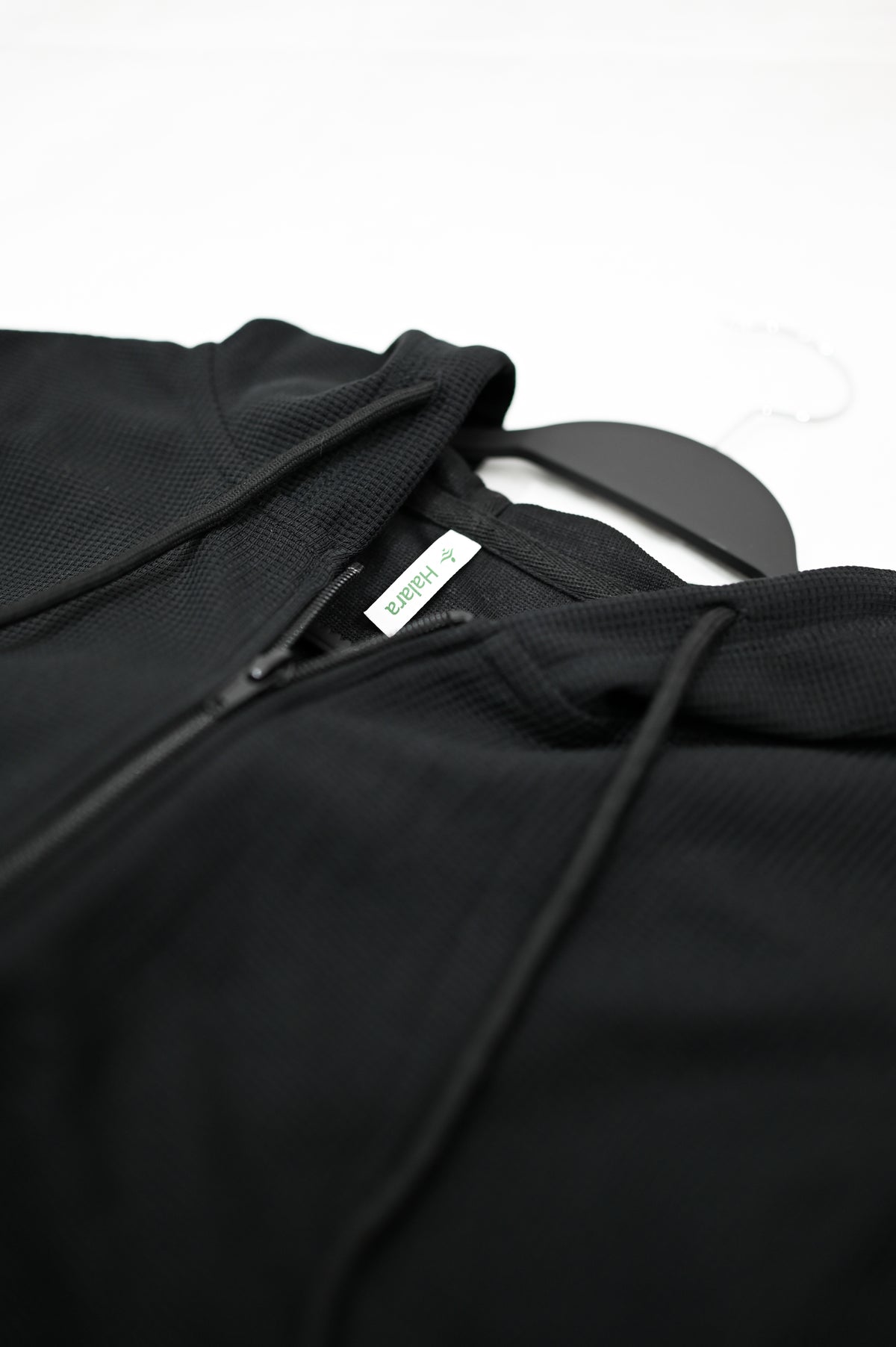 Waffle Hooded Cropped Zip up