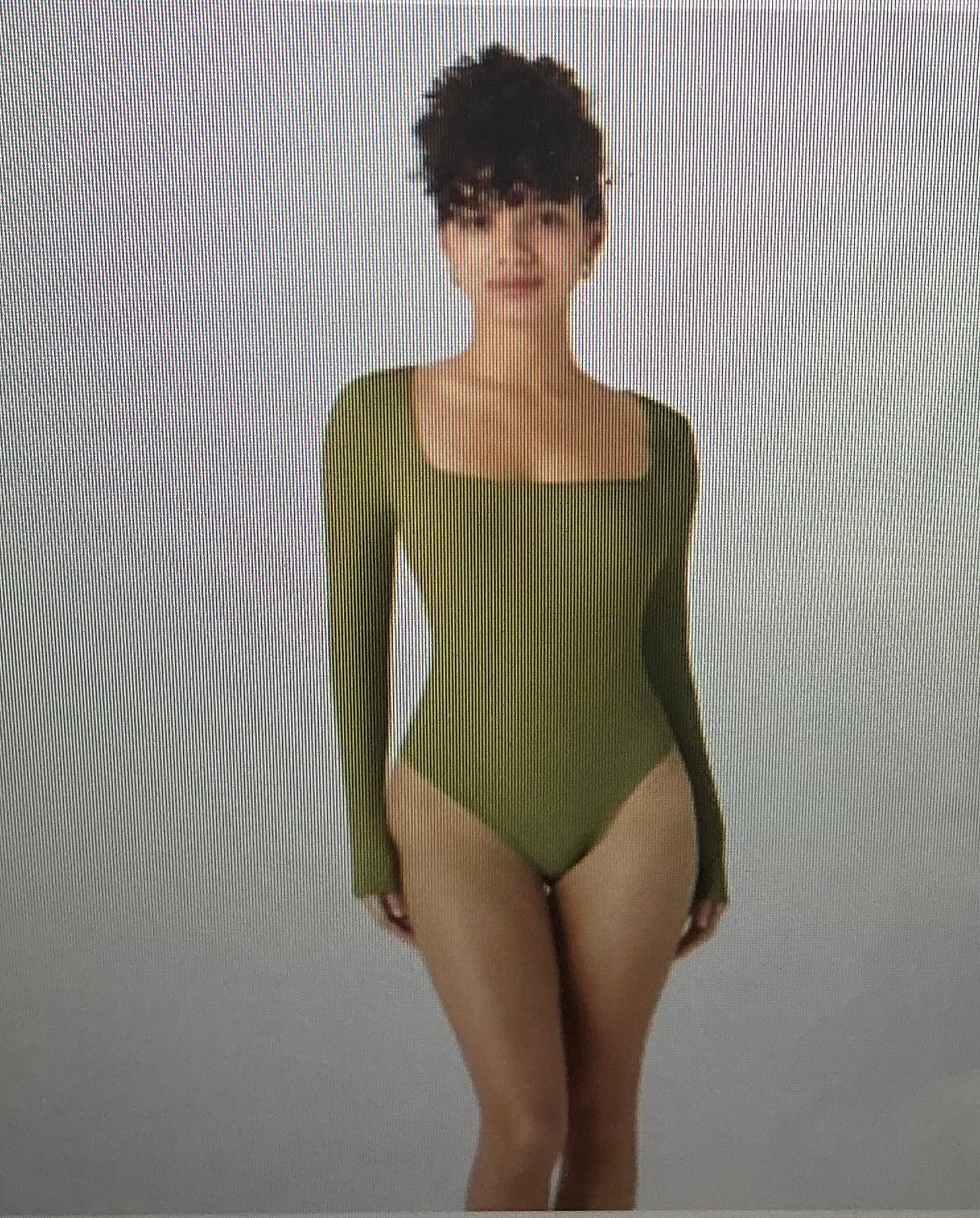 Halara Ribbed Knit Square Neck Long Sleeve