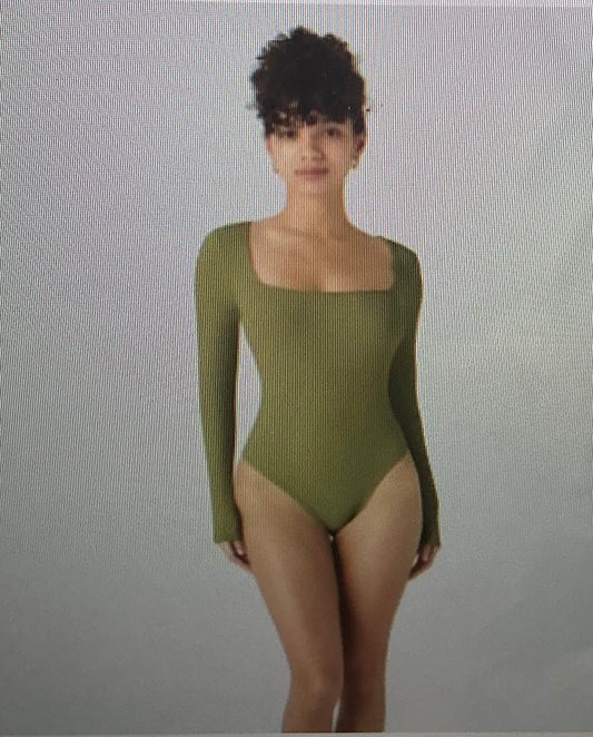 Halara Ribbed Knit Square Neck Long Sleeve